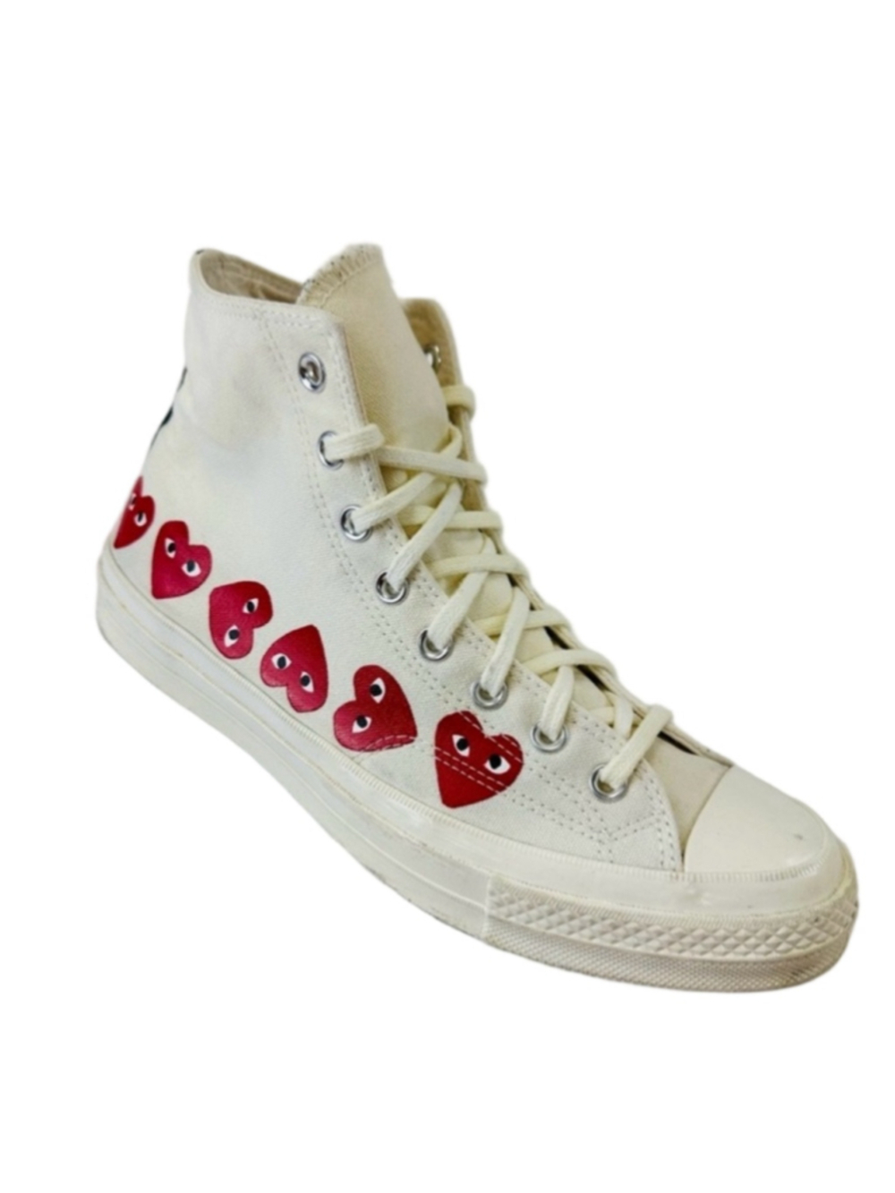 COMME DE garçon Converse Chuck Taylor hi-top Sneakers Mens Multi Hearts Size 10